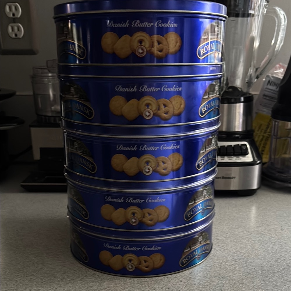(5-Pack) of Royal Dansk Blue Cookie Tins